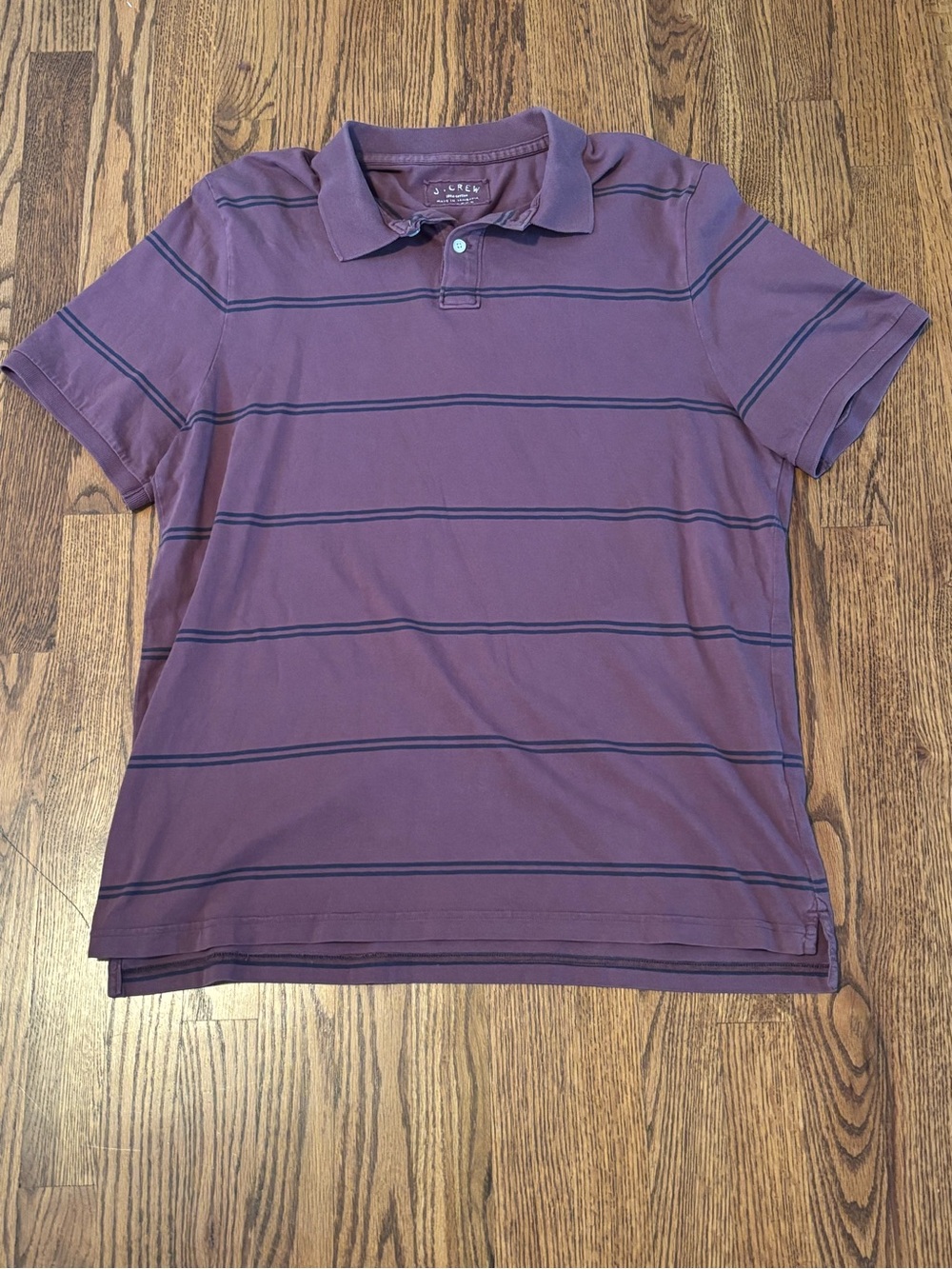 J.Crew Men's XL Polo Shirt Purple Plum Short Sleeve Thin Horizontal Stripes